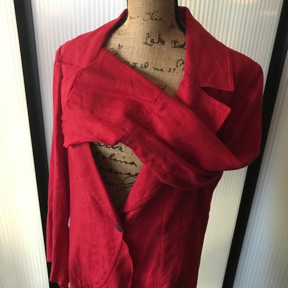 Lagenlook 1 button at waist cotton jacket. Unique! - Picture 7 of 10